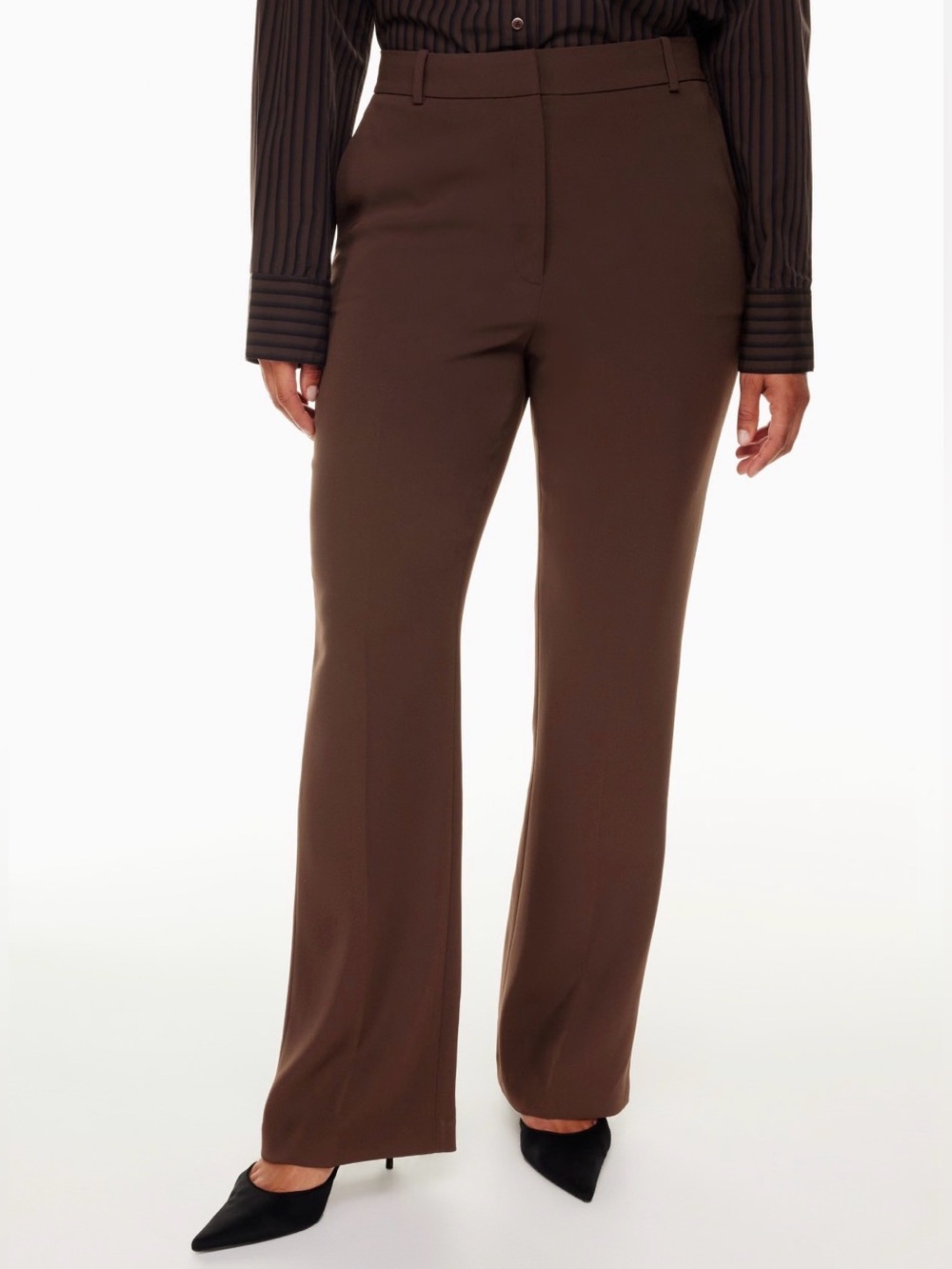 Babaton Brown High-Rise Wide-Leg Dress Pants